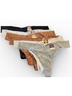 INC Ladies Plus Size XXL Lace Thongs Lot of 6 Pair NWT White Latte Black Panties